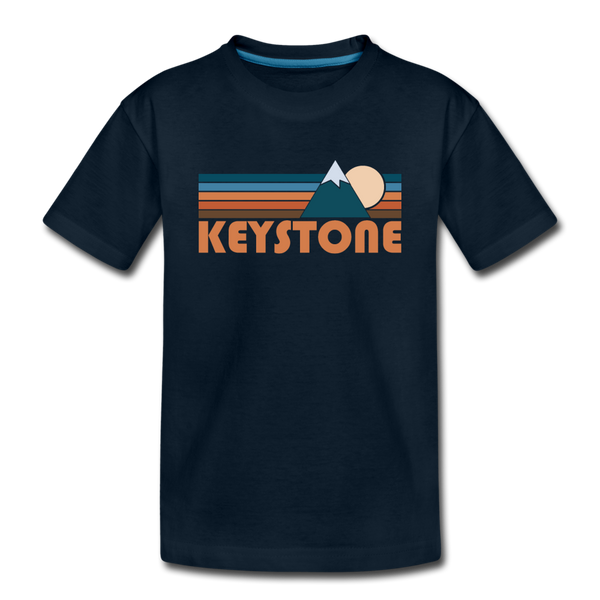 Keystone, Colorado Youth T-Shirt - Retro Mountain Youth Keystone Tee - deep navy
