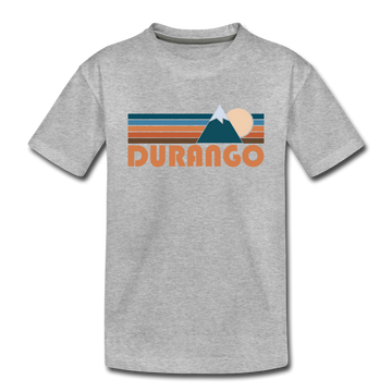 Durango, Colorado Youth T-Shirt - Retro Mountain Youth Durango Tee - heather gray