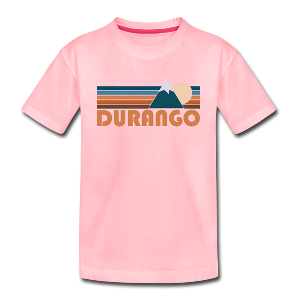 Durango, Colorado Youth T-Shirt - Retro Mountain Youth Durango Tee - pink