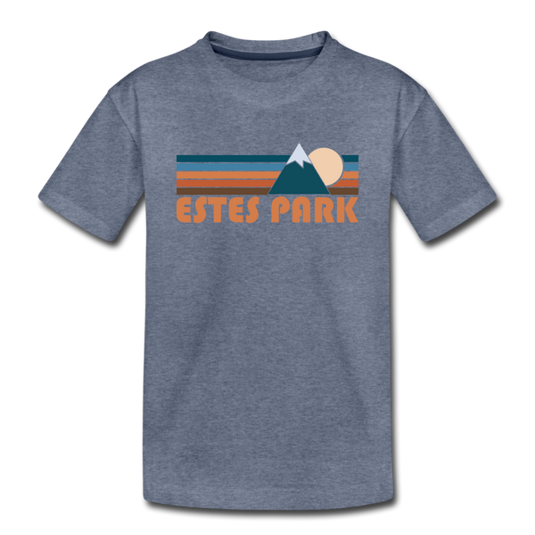 Estes Park, Colorado Youth T-Shirt - Retro Mountain Youth Estes Park Tee - heather blue