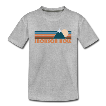 Jackson Hole, Wyoming Youth T-Shirt - Retro Mountain Youth Jackson Hole Tee - heather gray
