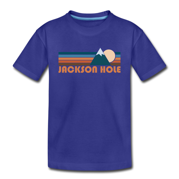 Jackson Hole, Wyoming Youth T-Shirt - Retro Mountain Youth Jackson Hole Tee - royal blue