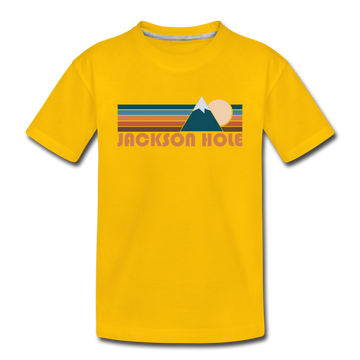 Jackson Hole, Wyoming Youth T-Shirt - Retro Mountain Youth Jackson Hole Tee - sun yellow