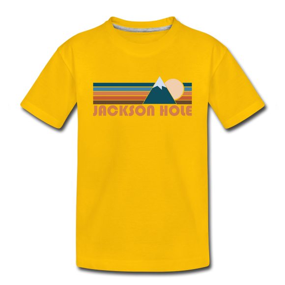 Jackson Hole, Wyoming Youth T-Shirt - Retro Mountain Youth Jackson Hole Tee - sun yellow