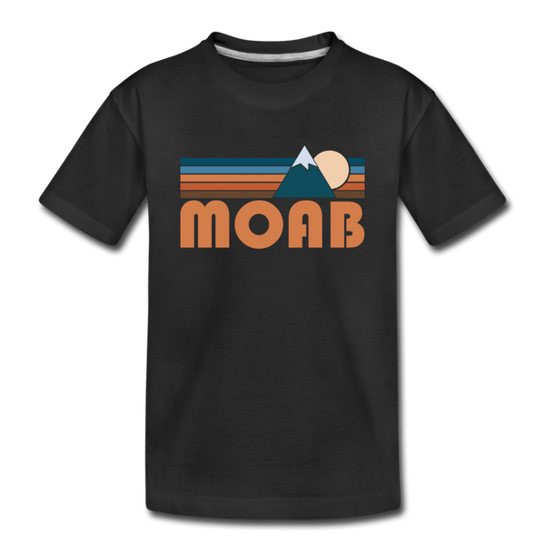Moab, Utah Youth T-Shirt - Retro Mountain Youth Moab Tee - black