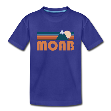 Moab, Utah Youth T-Shirt - Retro Mountain Youth Moab Tee - royal blue