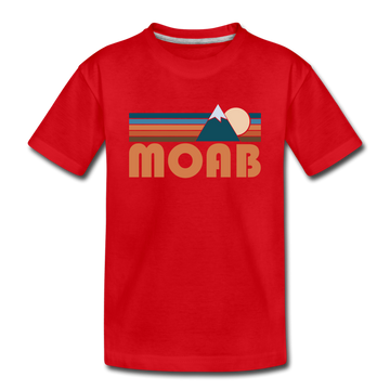 Moab, Utah Youth T-Shirt - Retro Mountain Youth Moab Tee - red