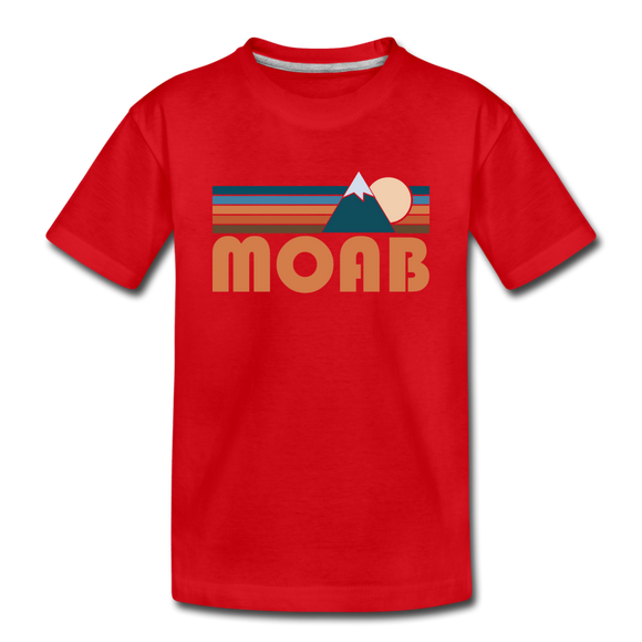 Moab, Utah Youth T-Shirt - Retro Mountain Youth Moab Tee - red