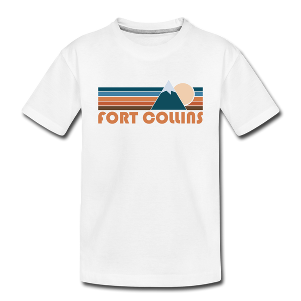 Fort Collins, Colorado Youth T-Shirt - Retro Mountain Youth Fort Collins Tee - white