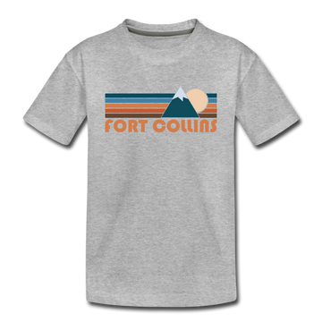 Fort Collins, Colorado Youth T-Shirt - Retro Mountain Youth Fort Collins Tee - heather gray