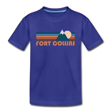 Fort Collins, Colorado Youth T-Shirt - Retro Mountain Youth Fort Collins Tee - royal blue