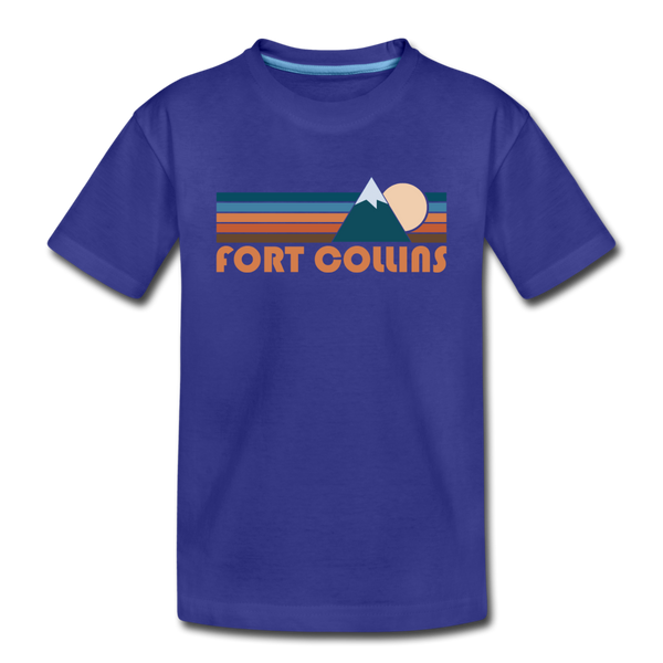Fort Collins, Colorado Youth T-Shirt - Retro Mountain Youth Fort Collins Tee - royal blue