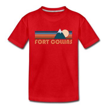 Fort Collins, Colorado Youth T-Shirt - Retro Mountain Youth Fort Collins Tee - red