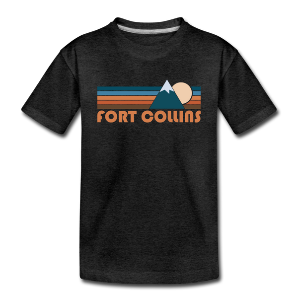 Fort Collins, Colorado Youth T-Shirt - Retro Mountain Youth Fort Collins Tee - charcoal gray