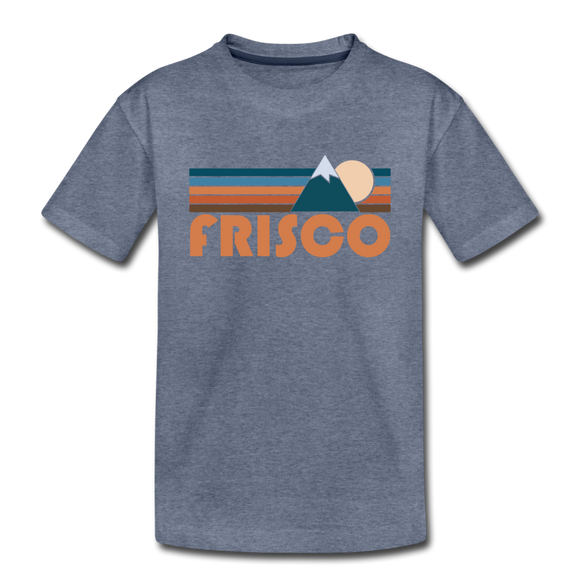 Frisco, Colorado Youth T-Shirt - Retro Mountain Youth Frisco Tee - heather blue