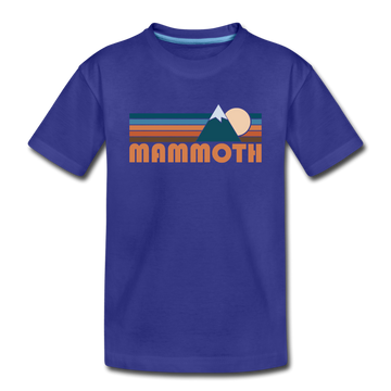 Mammoth, California Youth T-Shirt - Retro Mountain Youth Mammoth Tee - royal blue