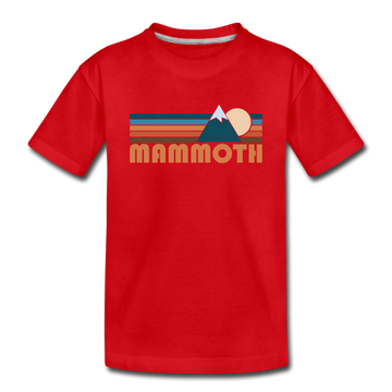Mammoth, California Youth T-Shirt - Retro Mountain Youth Mammoth Tee - red