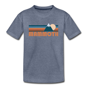 Mammoth, California Youth T-Shirt - Retro Mountain Youth Mammoth Tee - heather blue