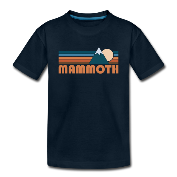 Mammoth, California Youth T-Shirt - Retro Mountain Youth Mammoth Tee - deep navy