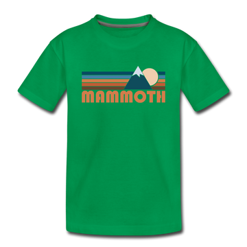 Mammoth, California Youth T-Shirt - Retro Mountain Youth Mammoth Tee - kelly green