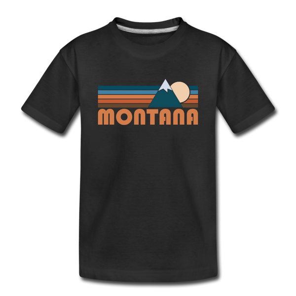 Montana Youth T-Shirt - Retro Mountain Youth Montana Tee - black