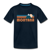 Montana Youth T-Shirt - Retro Mountain Youth Montana Tee - deep navy