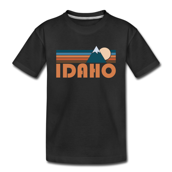 Idaho Youth T-Shirt - Retro Mountain Youth Idaho Tee - black