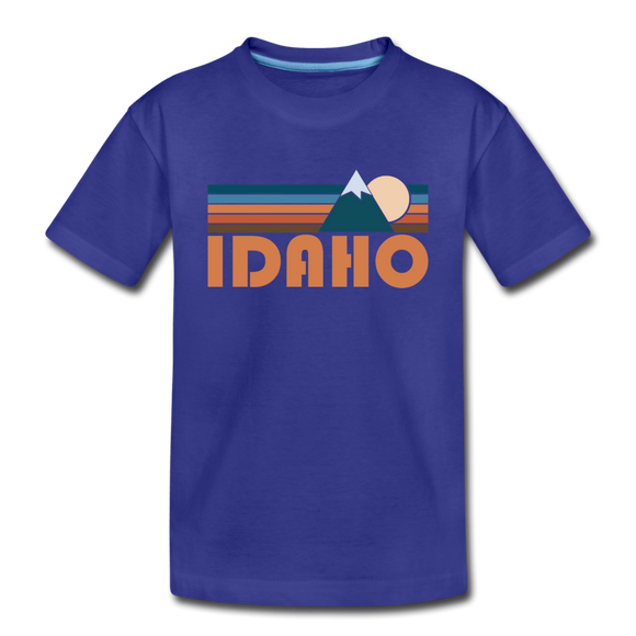 Idaho Youth T-Shirt - Retro Mountain Youth Idaho Tee - royal blue