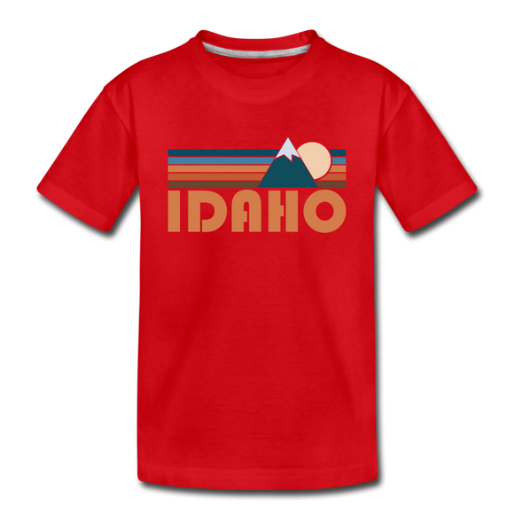Idaho Youth T-Shirt - Retro Mountain Youth Idaho Tee - red