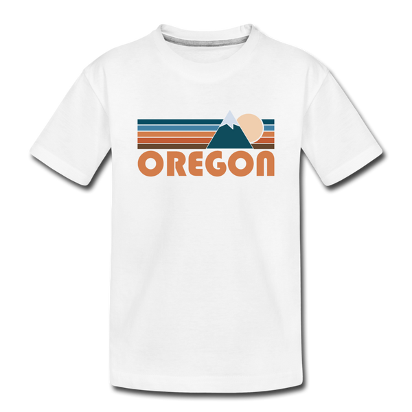 Oregon Youth T-Shirt - Retro Mountain Youth Oregon Tee - white