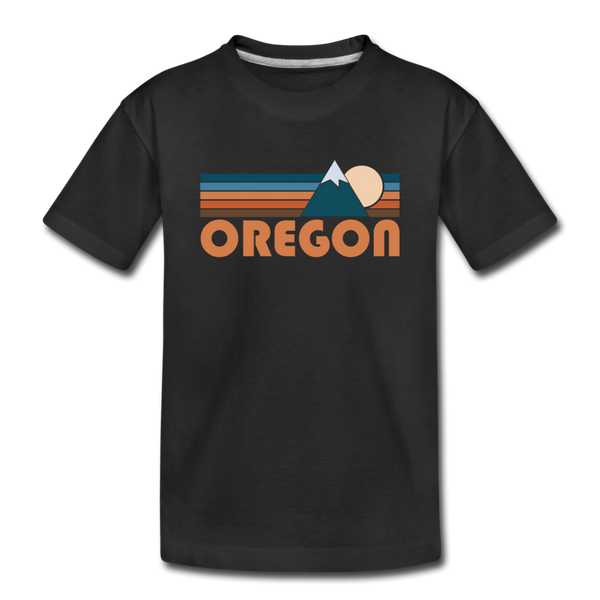 Oregon Youth T-Shirt - Retro Mountain Youth Oregon Tee - black