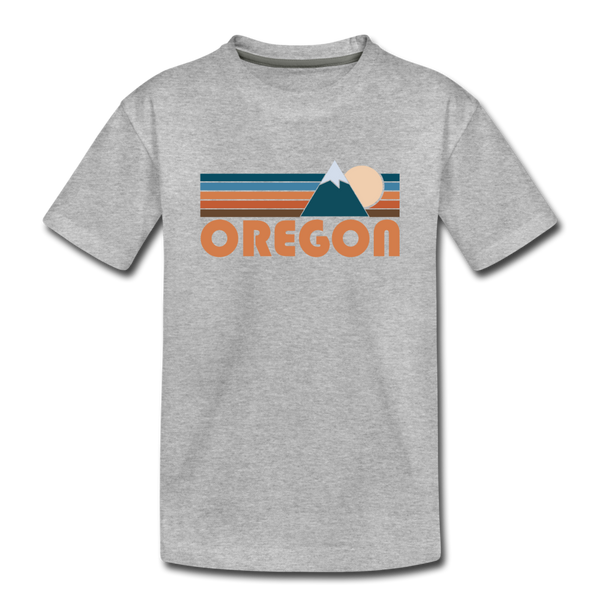 Oregon Youth T-Shirt - Retro Mountain Youth Oregon Tee - heather gray