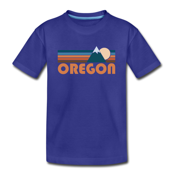 Oregon Youth T-Shirt - Retro Mountain Youth Oregon Tee - royal blue