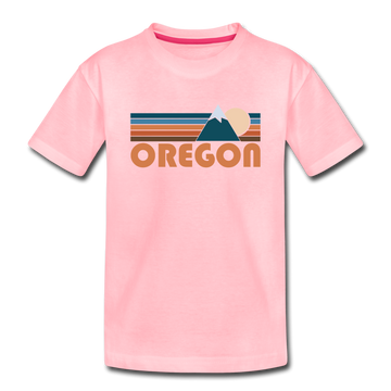 Oregon Youth T-Shirt - Retro Mountain Youth Oregon Tee - pink