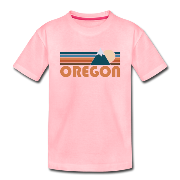 Oregon Youth T-Shirt - Retro Mountain Youth Oregon Tee - pink