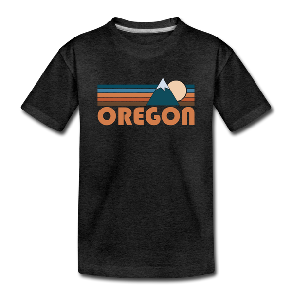 Oregon Youth T-Shirt - Retro Mountain Youth Oregon Tee - charcoal gray