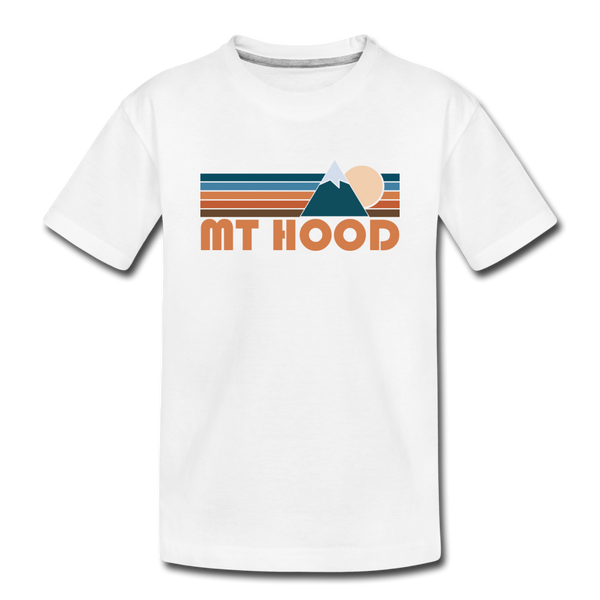 Mount Hood, Oregon Youth T-Shirt - Retro Mountain Youth Mount Hood Tee - white