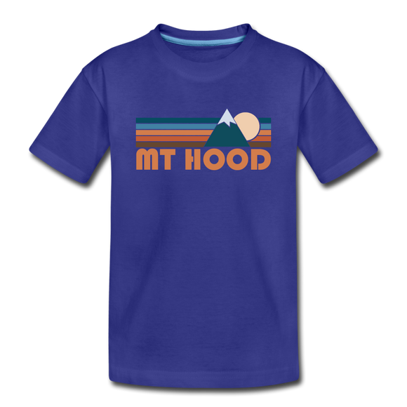 Mount Hood, Oregon Youth T-Shirt - Retro Mountain Youth Mount Hood Tee - royal blue