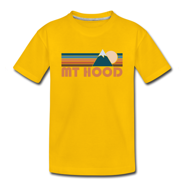 Mount Hood, Oregon Youth T-Shirt - Retro Mountain Youth Mount Hood Tee - sun yellow