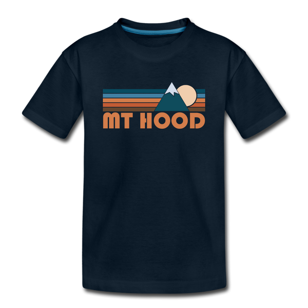 Mount Hood, Oregon Youth T-Shirt - Retro Mountain Youth Mount Hood Tee - deep navy