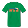 Mount Hood, Oregon Youth T-Shirt - Retro Mountain Youth Mount Hood Tee - kelly green
