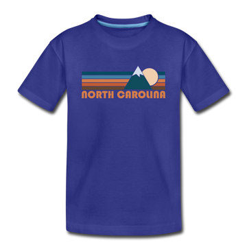 North Carolina Youth T-Shirt - Retro Mountain Youth North Carolina Tee - royal blue