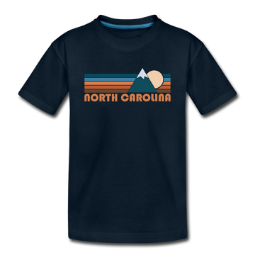 North Carolina Youth T-Shirt - Retro Mountain Youth North Carolina Tee - deep navy