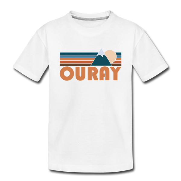 Ouray, Colorado Youth T-Shirt - Retro Mountain Youth Ouray Tee - white