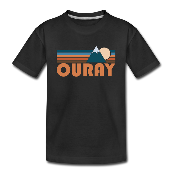 Ouray, Colorado Youth T-Shirt - Retro Mountain Youth Ouray Tee - black