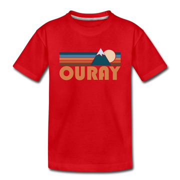 Ouray, Colorado Youth T-Shirt - Retro Mountain Youth Ouray Tee - red