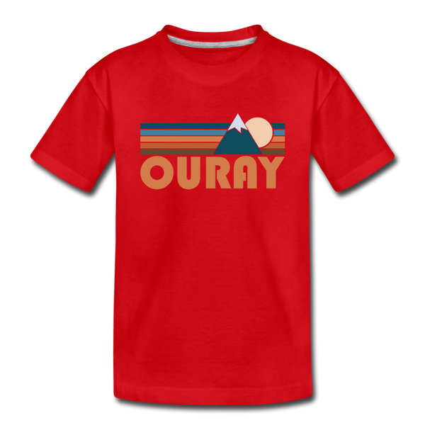 Ouray, Colorado Youth T-Shirt - Retro Mountain Youth Ouray Tee - red