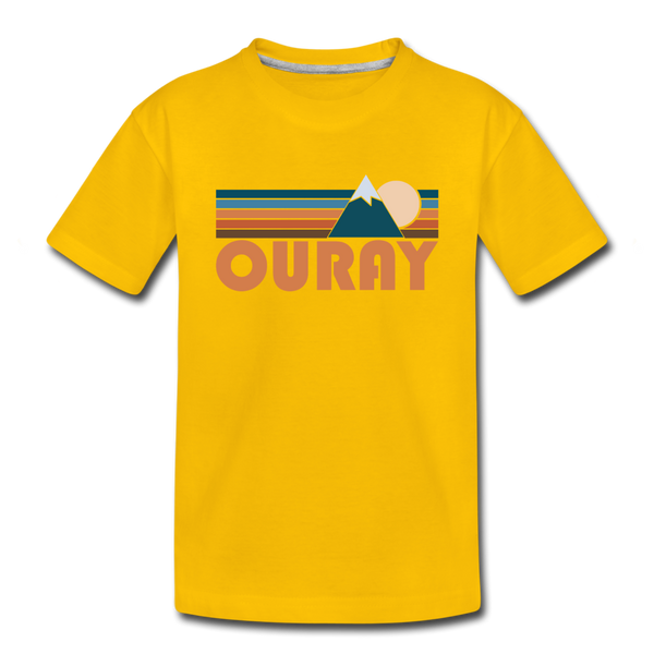 Ouray, Colorado Youth T-Shirt - Retro Mountain Youth Ouray Tee - sun yellow