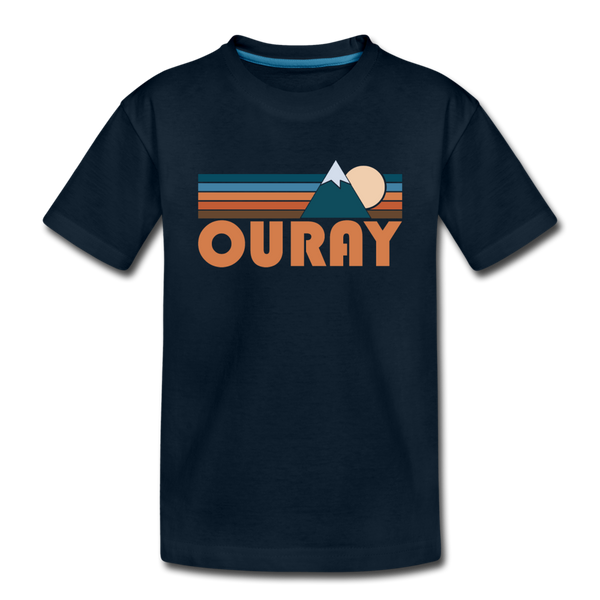 Ouray, Colorado Youth T-Shirt - Retro Mountain Youth Ouray Tee - deep navy