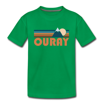Ouray, Colorado Youth T-Shirt - Retro Mountain Youth Ouray Tee - kelly green